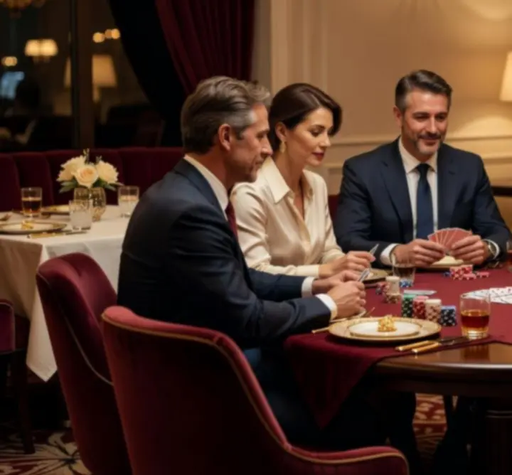 Privát offline póker-este elegáns környezetben, terített asztalakkal a Varazs Portalban